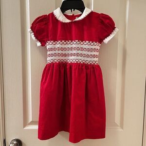 The Heritage Collection by Rachel Riley Red Classic Smocked Dress Girls Size 5